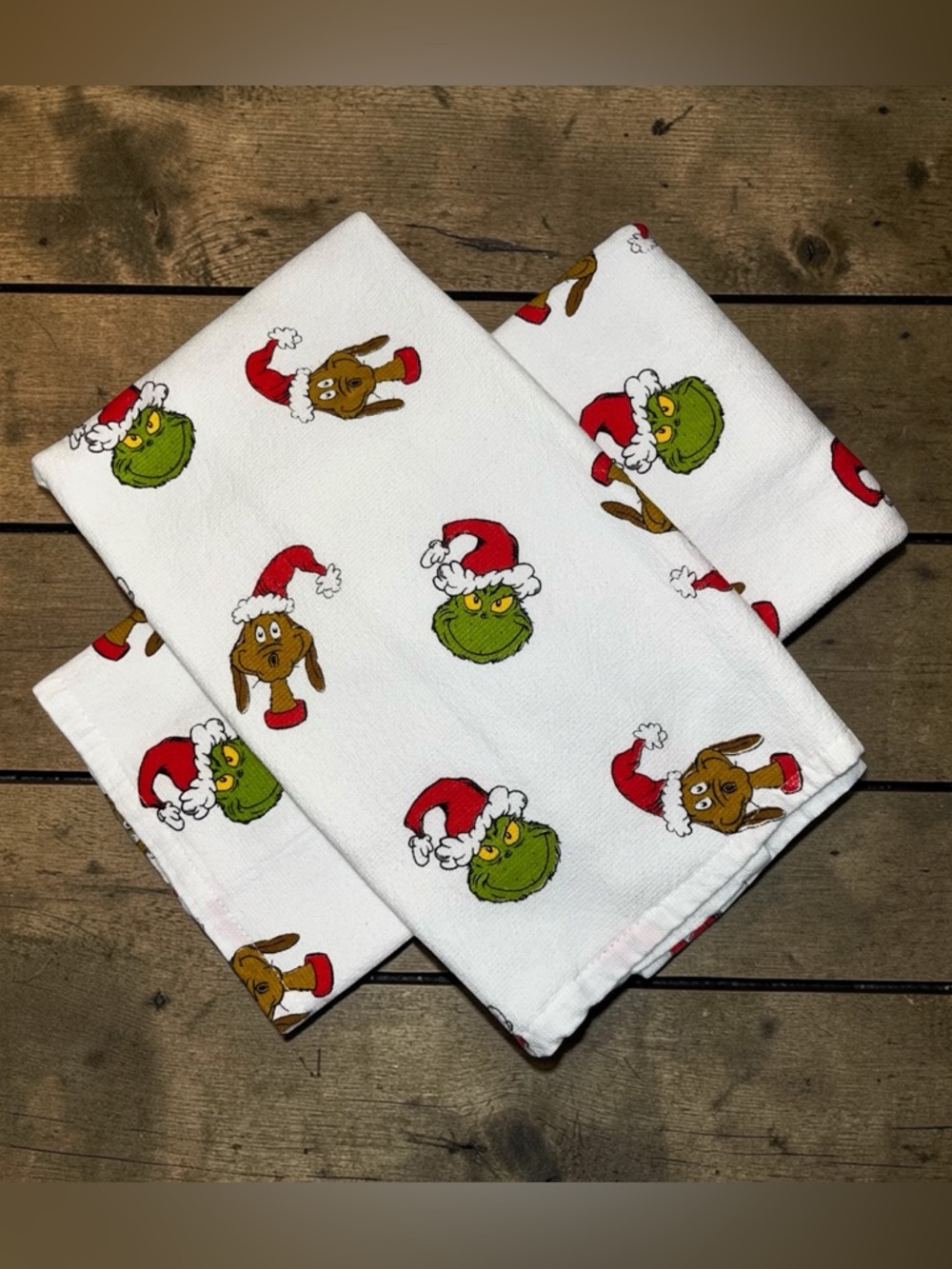Dr. Seuss The Grinch & Max Christmas Kitchen Tea Hand Towels Plush Cotton India